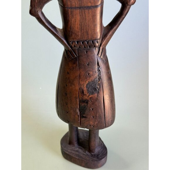 African Tribal Hand Carved Male Elder Winged Shoulder Ebony Wood Figurine Kenya - Picture 7 of 10